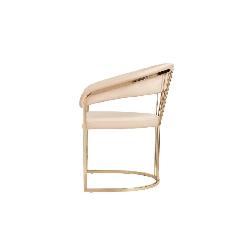 Gold/Beige Velvet Upholstered Metal Frame Dining Chair, Sturdy Dining Chair for Dining Rooms - 22.75