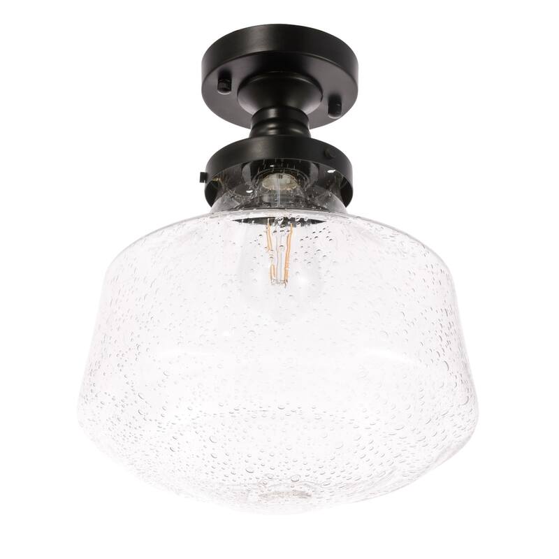 Klyle 1-Light Clear Bubble Glass Flush mount