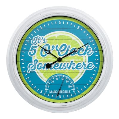 La Crosse 15.75" Margaritaville Outdoor Wall Clock w Temp