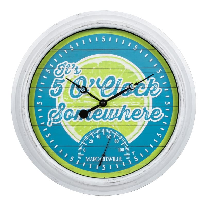La Crosse 15.75" Margaritaville Outdoor Wall Clock w Temp