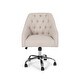 preview thumbnail 2 of 8, Home Office Chair with Curved Backrest, Adjustable Height Button Tufting Dressing Stool, Upholstered Work Stool with Wheels