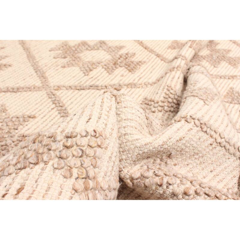 ECARPETGALLERY Braid weave Sienna Beige Wool Rug - 5'2 x 7'4