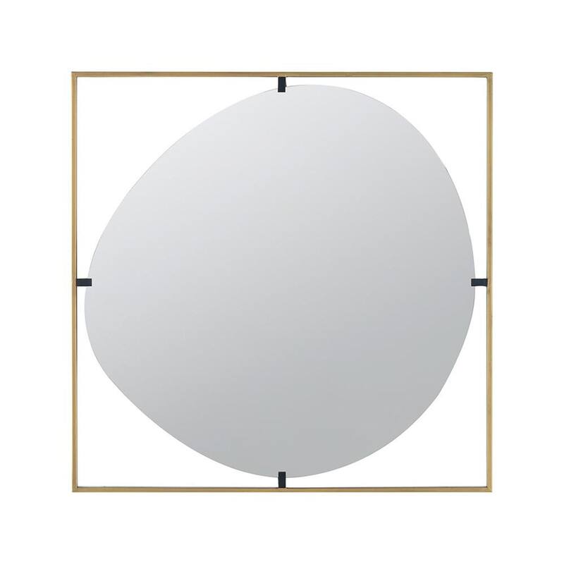 HomeRoots 32" Gold Square Iron Framed Accent Mirror - 31.9' X '31.9' X '0.8