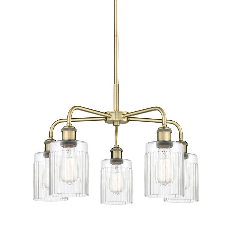 Innovations Lighting 516-5CR-15-23 Hadley Chandelier Hadley 5 Light - Antique Brass / Clear