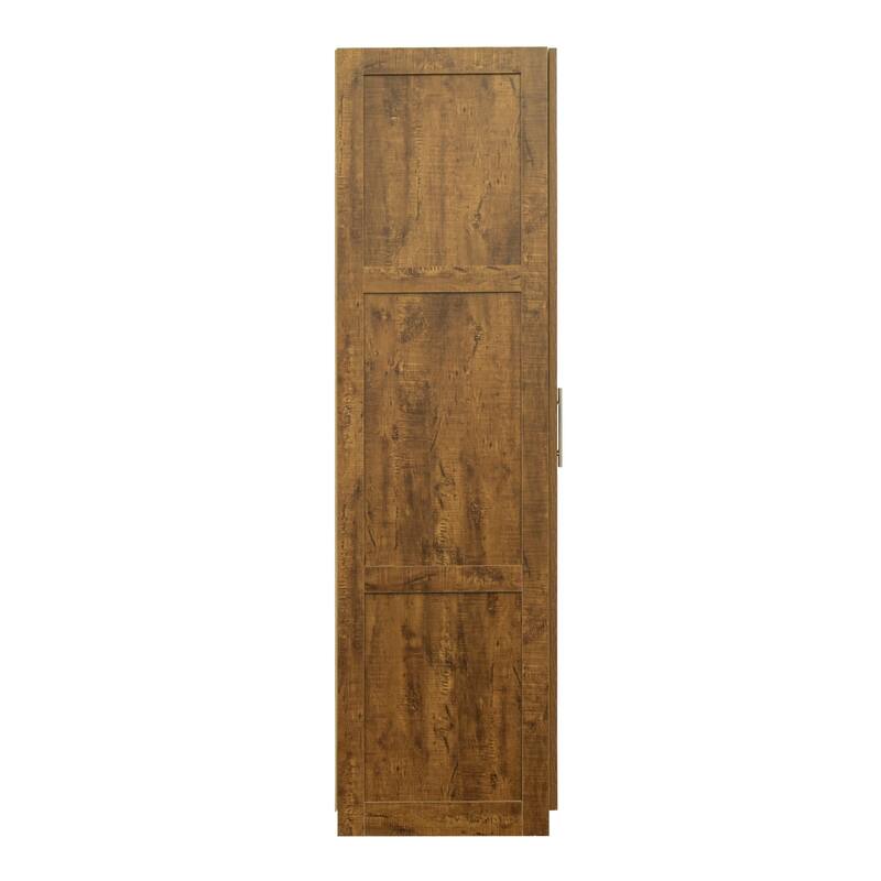 High Wardrobe Armoire & Kitchen Cabinet with 2 Doors, 2 Drawers and 5 Storage Spaces, Durable Sturdy MDF Frame for Bedroom