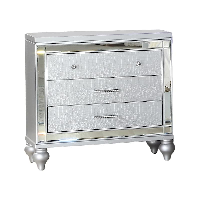 Sterling Contemporary 3-Drawer Nightstand with Mirror Inserts and Ambient LED Light