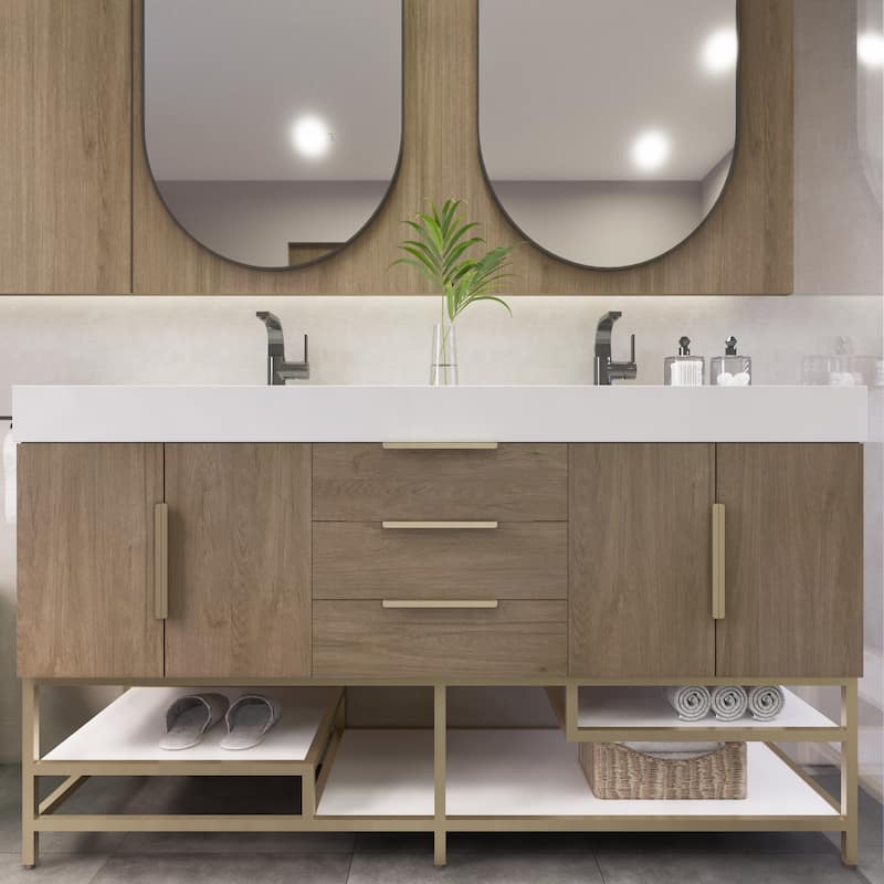 Noble 60" Free Standing Vanity with Reinforced Acrylic Double Sink - 60" Width