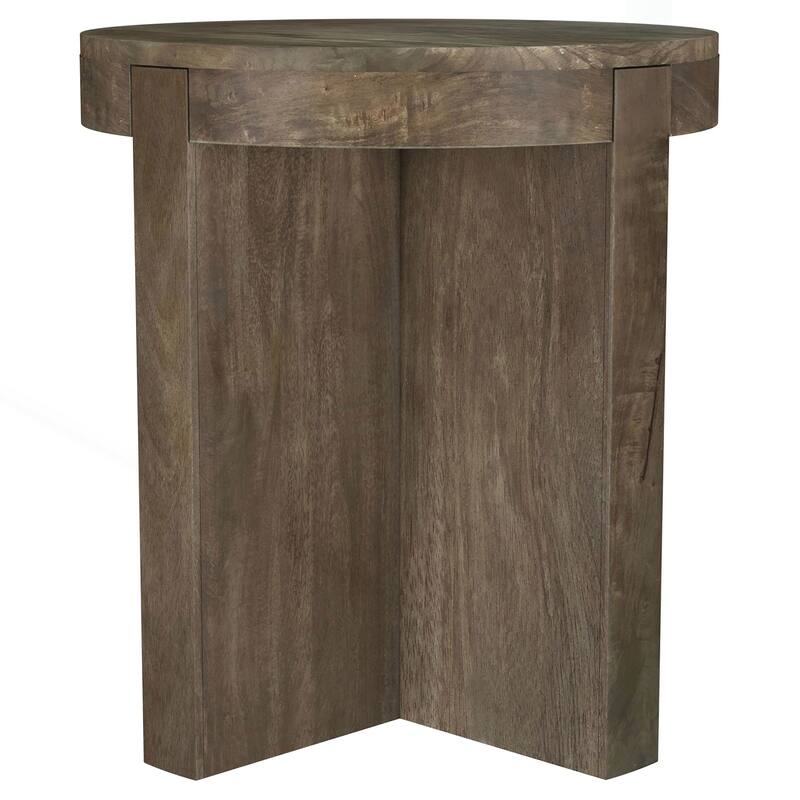 Charming Round Mango Wood End Table for Versatile Home Decor