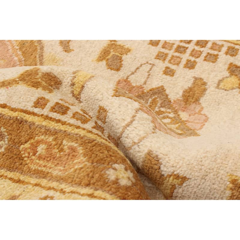 ECARPETGALLERY Hand-knotted Peshawar Oushak Ivory Wool Rug - 9'0 x 12'7