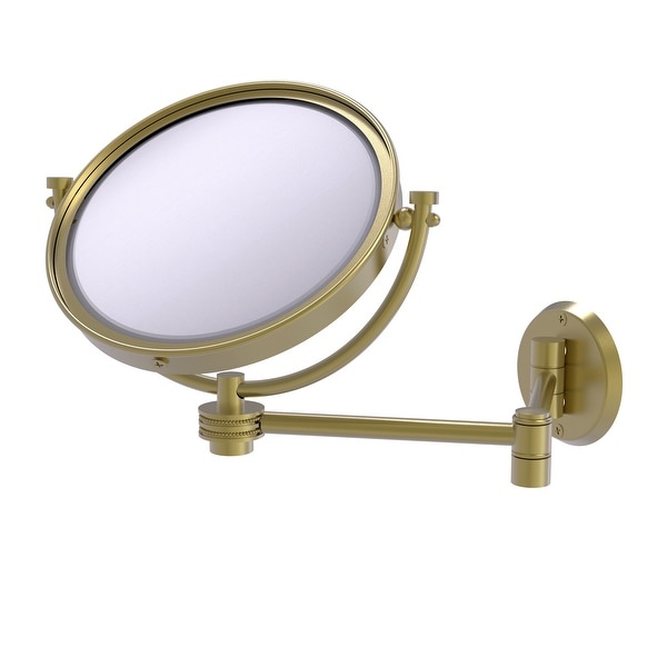 Allied Brass 8-in Wall Mounted Extending Make-Up Mirror 5X Magnification with Dotted Accent