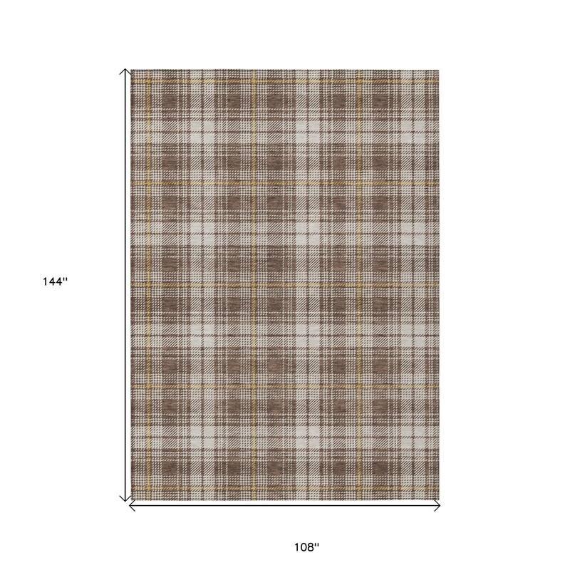 HomeRoots Plaid Transitional Rectangle Outdoor Rug
