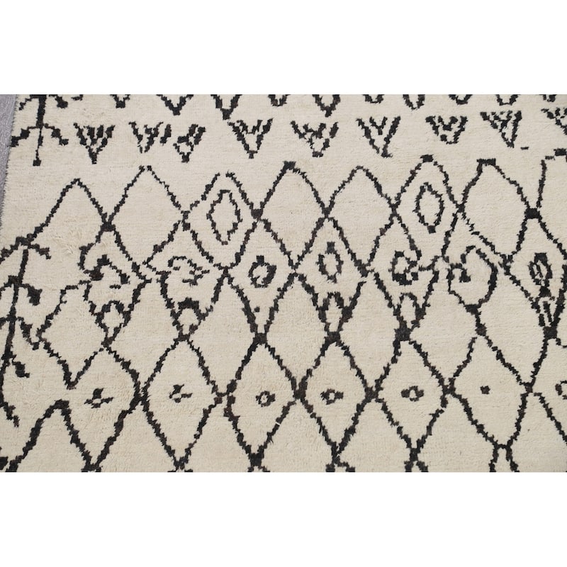 Geometric Moroccan Oriental Area Rug Hand-knotted Wool Carpet - 6'1" x 12'3"