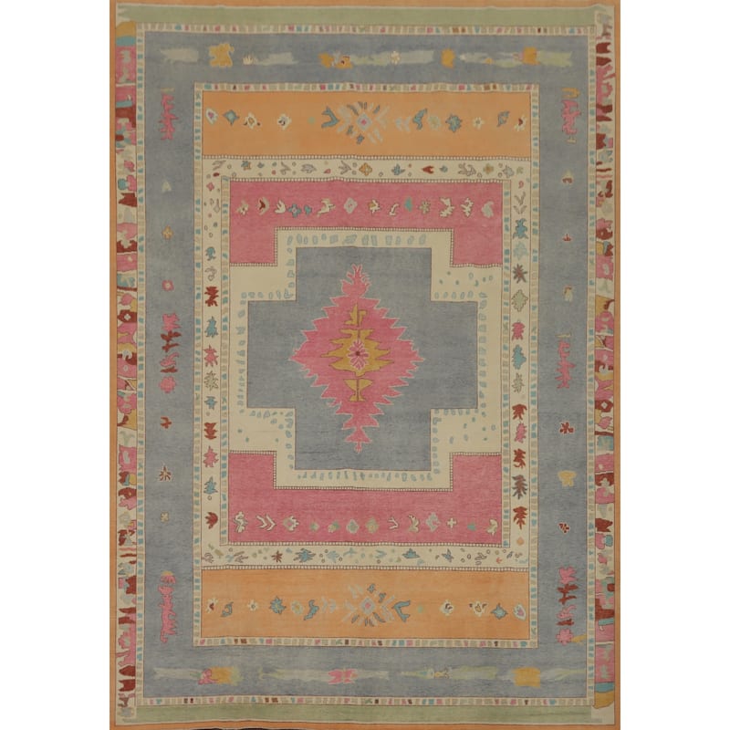 Vegetable Dye Geometric Gabbeh Turkish Large Rug Handmade Wool Carpet - 13' 10'' X 10' 5''