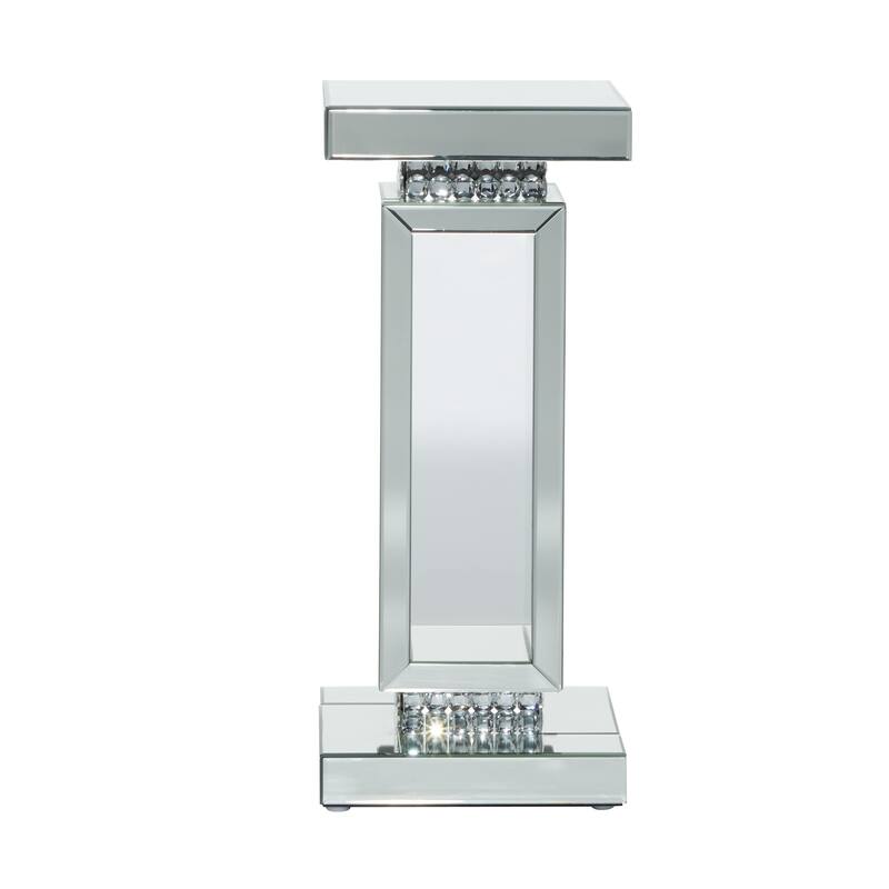 Silver Glass Mirrored Pedestal Table