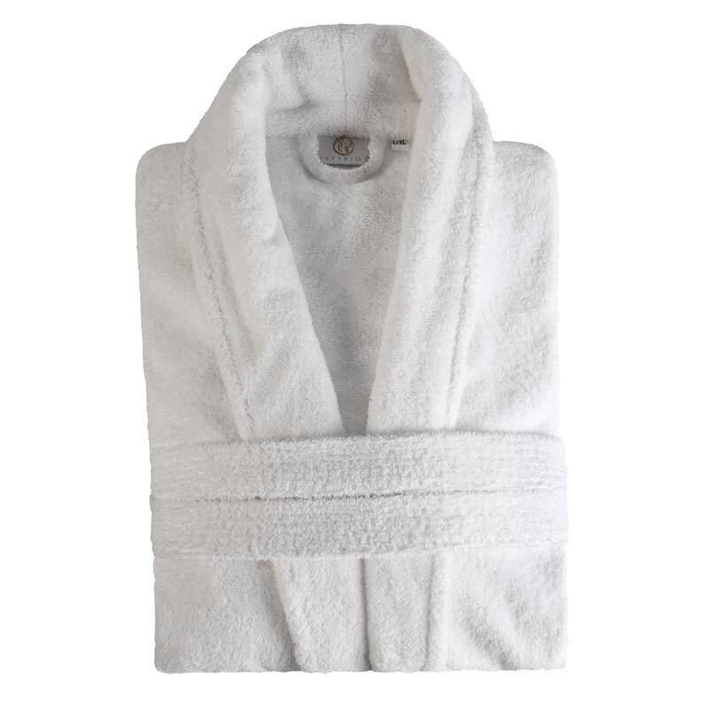Superior Unisex Turkish Cotton Ultra-Soft Absorbent Long Bathrobe - S/MD - White