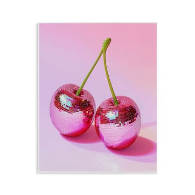 Stupell Pink Disco Cherries Wall Plaque Art Design By LSR Creative Studio