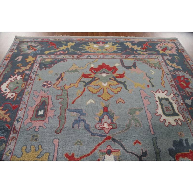 Indian Oushak Oriental Area Rug Hand-Knotted Wool Carpet - 8'2"x 9'9"