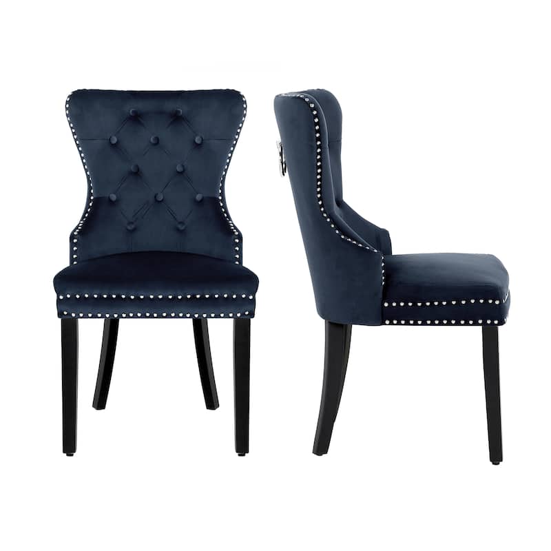 Grandview Tufted Upholstered Dining Chair (Set of 2) with Nailhead Trim and Ring Pull