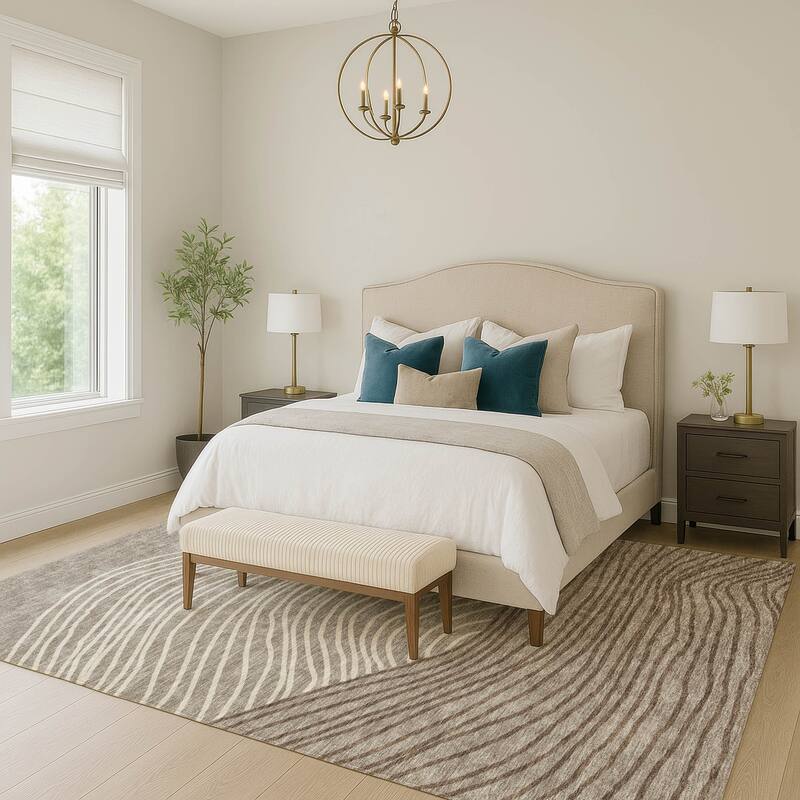 Machine Washable Indoor/ Outdoor Modern Arches Chantille Rug