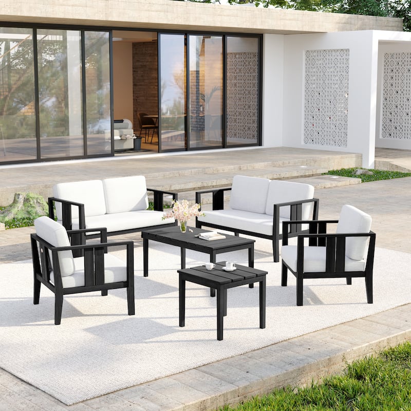 Casual 6-Piece Outdoor Patio Furniture Set In Solid Teak Wood