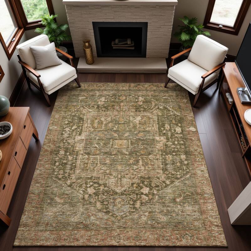 Premium Washable Super Soft Vintage Traditional Mayfield Rug - Fern - 3' x 5'