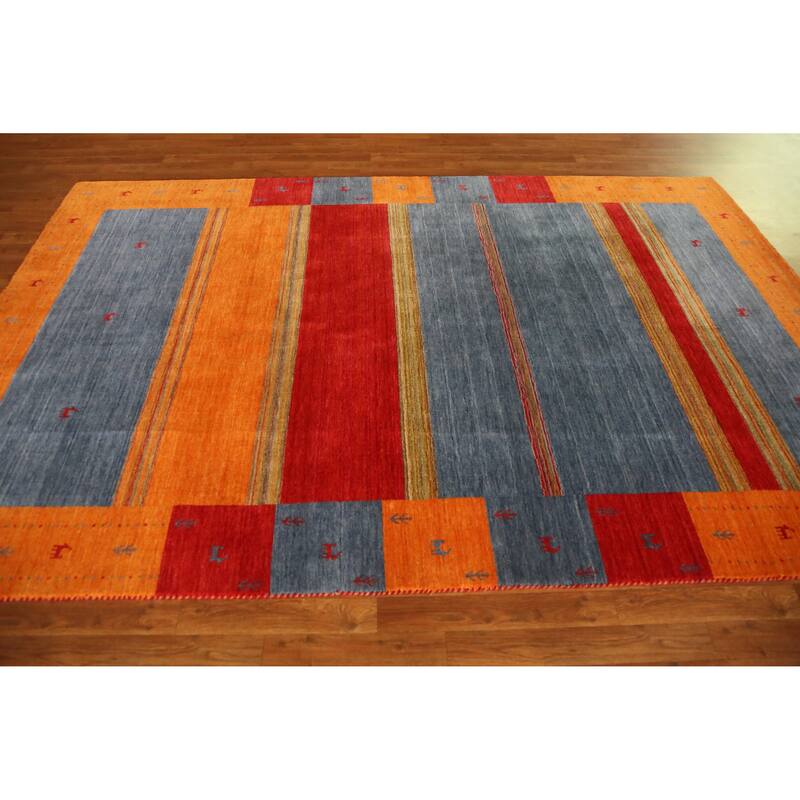 Hand Knotted Oriental 100% Wool Carpet Tribal Animal Pictorial Multi-Colored Gabbeh Area Rug - 9' 9'' X 6' 5''