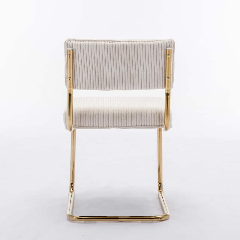GDFStudio Modern Armless Dining Chairs with Corduroy Fabric and Gold Metal Base (Set of 2)