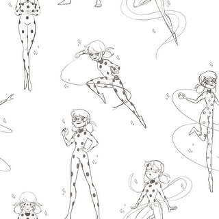 Miraculous Ladybug Sketch Charcoal Peel and Stick Wallpaper