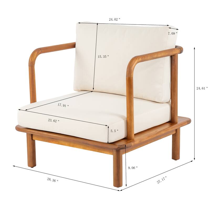 Christopher Knight Home Canape Modern Outdoor Acacia Wood Club Chair with Water-Resistant Cushions