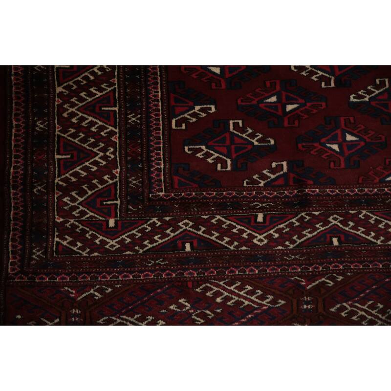 Hand Knotted Oriental 100% Wool Carpet Traditional All-Over Red Turkoman Area Rug - 11' 4'' X 7' 6''