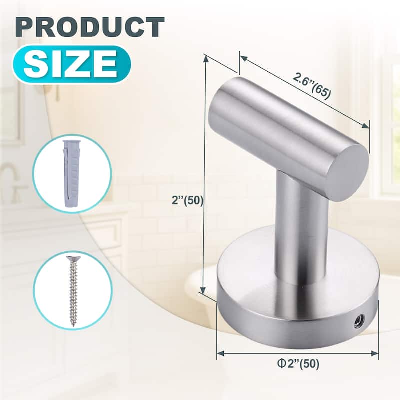 WOWOW Stainless Steel J-Hook Robe/Towel Hook 4 PCS