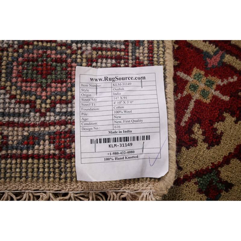 Floral Oushak Oriental Accent Rug Handmade Wool Carpet - 3'0"x 4'10"