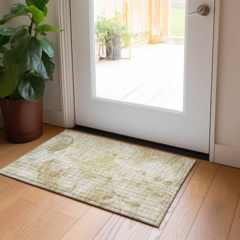 Machine Washable Indoor/ Outdoor Chantille Abstract Floral Rug