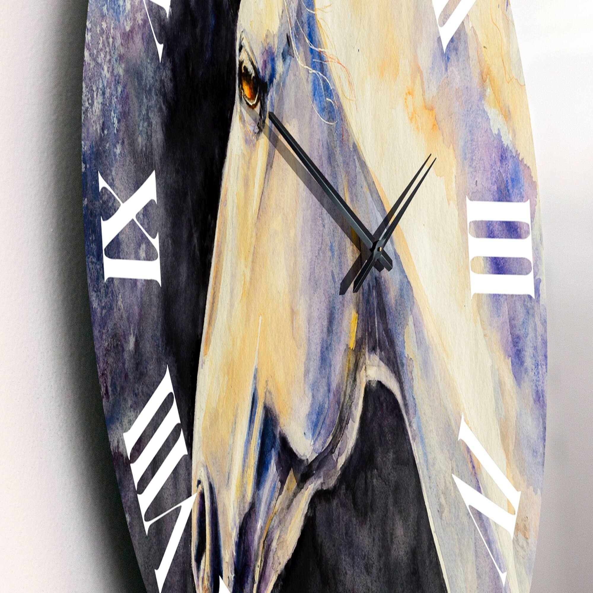 Designart 'The Head of A Lipizzan Horse' Farmhouse wall clock Bed