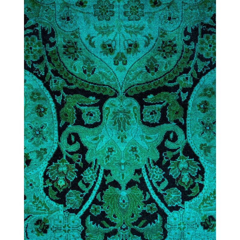 Overton Hand Knotted Wool Vintage Inspired Modern Contemporary Overdyed Blue Area Rug - 4' 2" x 6' 4"