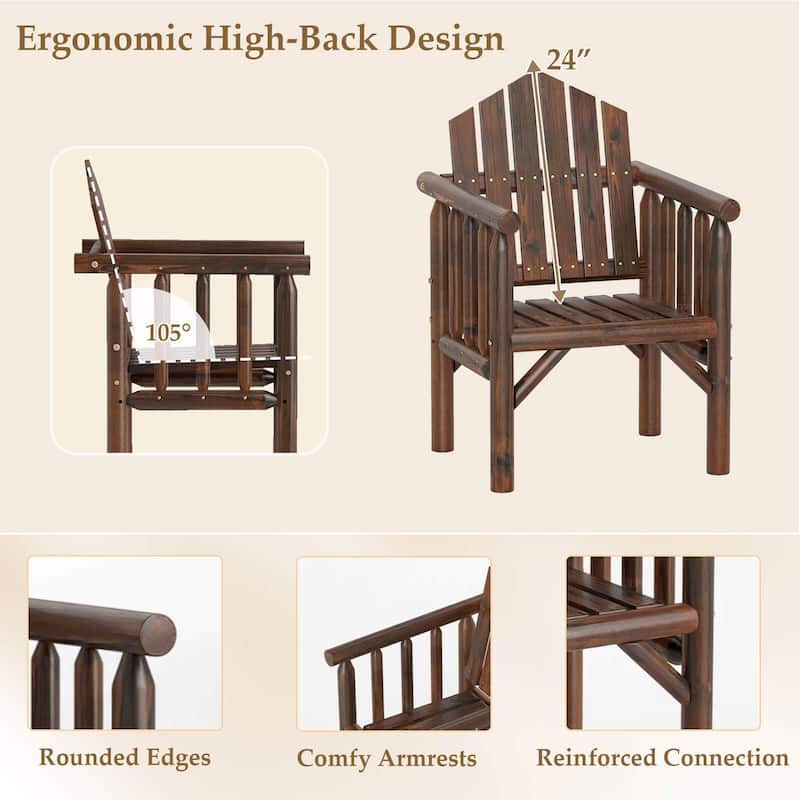 Costway 1/2/4 PCS Outdoor Wood Armchair with Armrests and Reclined - See Details