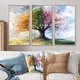 preview thumbnail 16 of 16, Designart - Pink Tree With Four Seasons - Tree of Life Canvas Wall Art Set - Traditional Framed Wall Art 3 Pieces 38 in. W x 28 in. H - Wood - Maple