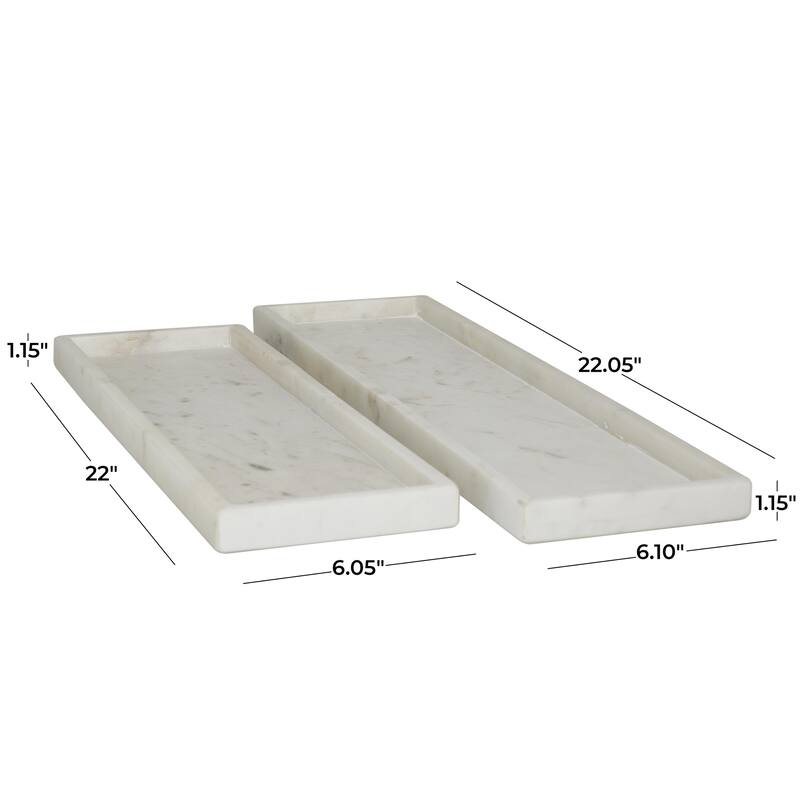 Marble Living Room Decor Tray with Raised Border - Set of 2 White, Black, Green - CosmoLiving by Cosmopolitan