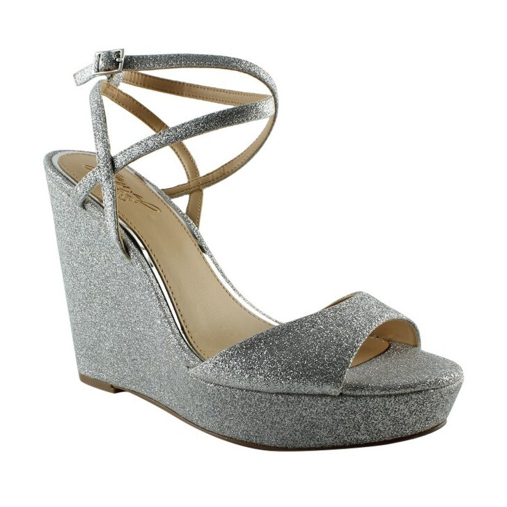 silver wedge high heels