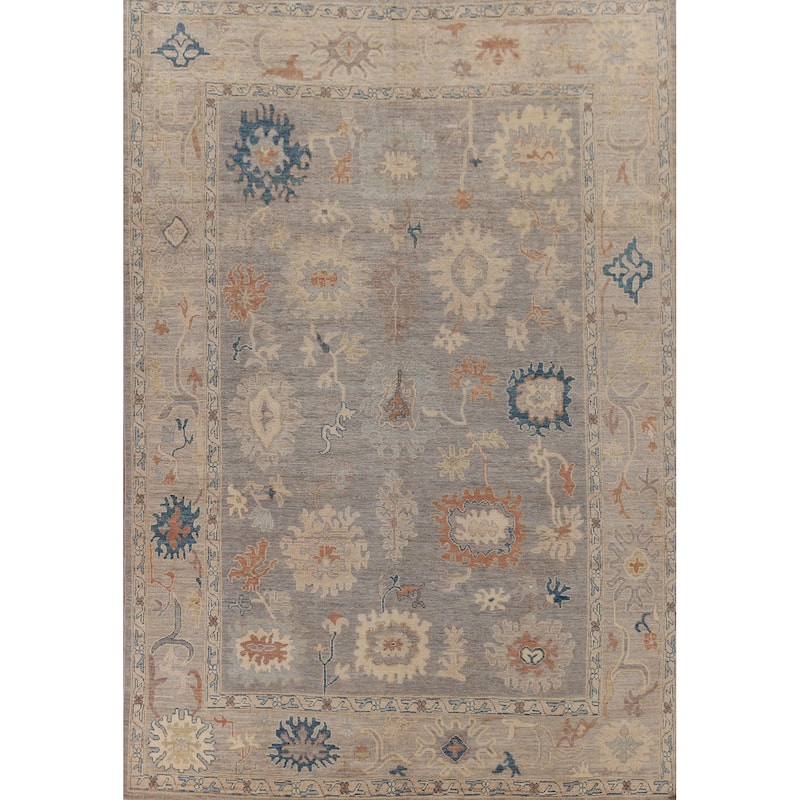 Hand Knotted Oriental 100% Wool Carpet Transitional All-Over Greys & Charcoal Oushak Area Rug - 11' 10'' X 9' 4''