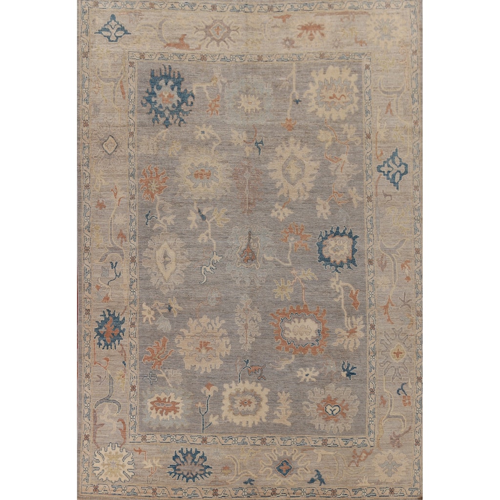 Hand Knotted Oriental 100% Wool Carpet Transitional All-Over Greys & Charcoal Oushak Area Rug - 11' 10'' X 9' 4''