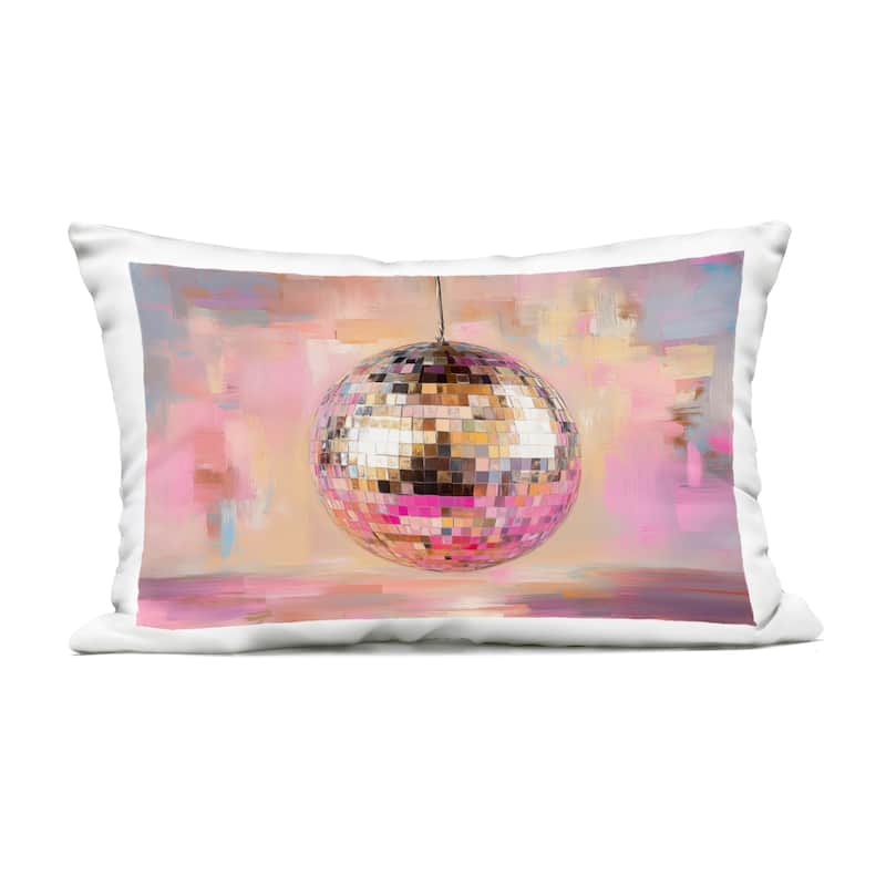 Stupell Mirrored Disco Ball Printed Outdoor Throw Pillow Design by Nini Art - Accent - Polyester - Pink - Single