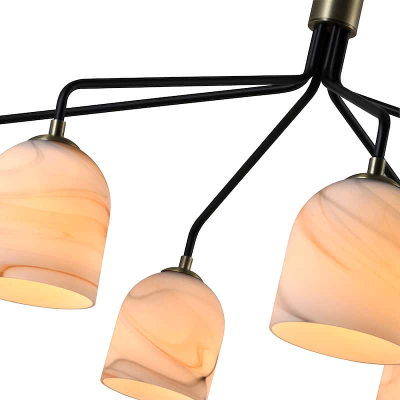 Artcraft Crema 6-Light Chandelier - Black with Brushed Brass Accent