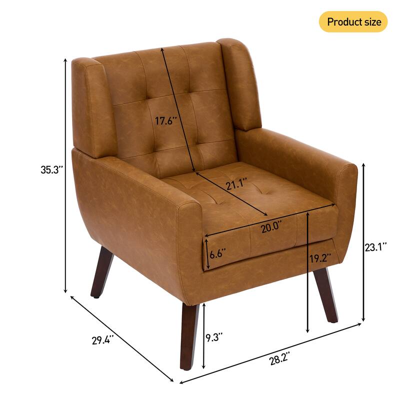 Modern Tufted Wingback Accent Chair Linen/Faux Leather/Velvet Armchair