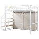 preview thumbnail 12 of 17, Kids and Baby White Full Size Metal Loft Bed with Wardrobe and Storage Shelves