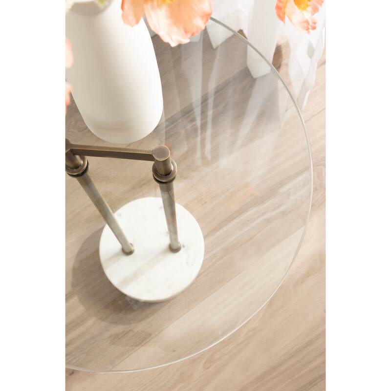 Kate and Laurel Cerullo Glass Metal and Marble Side Table