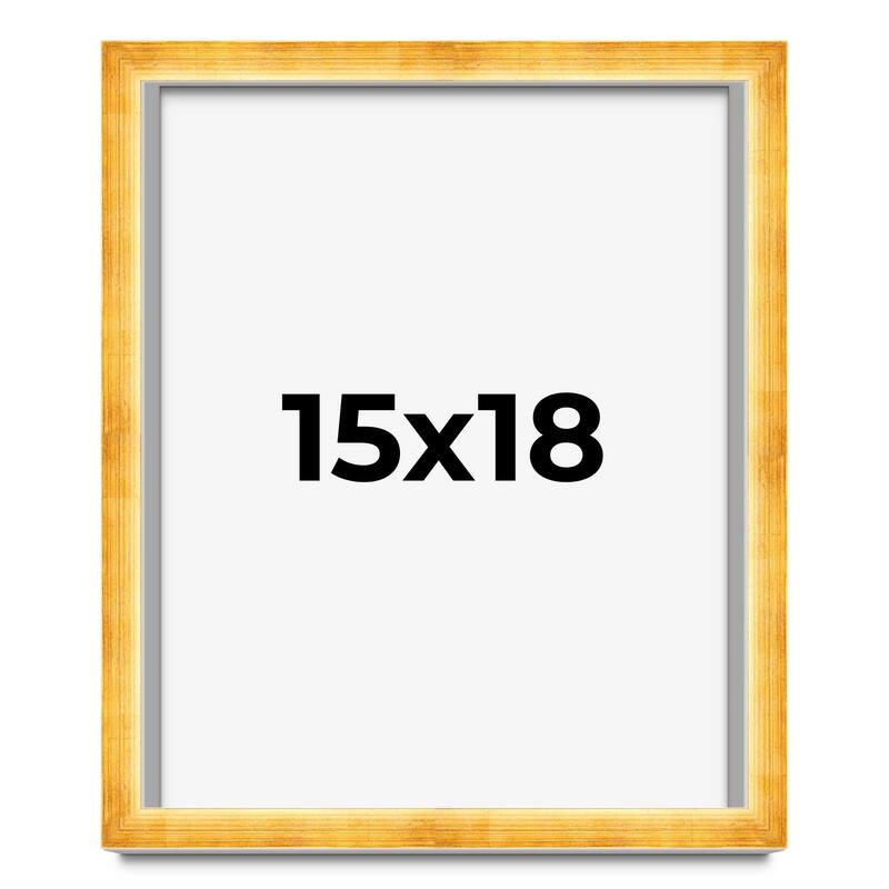 15x18 Shadow Box Frame Gold | 1.625 Inches Deep Real Wood Traditional