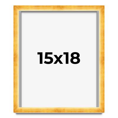 15x18 Shadow Box Frame Gold | 1.625 Inches Deep Real Wood Traditional