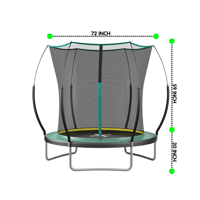 6FT Springfree Trampoline with Safety Net and Bungee System No Gap Design
