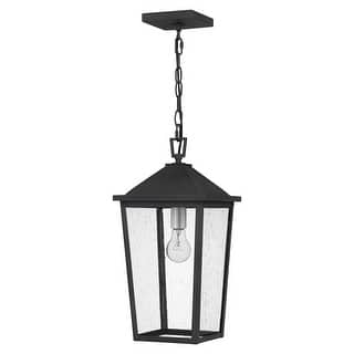 Mottled Black One Light Outdoor Hanging Lantern from the Stoneleigh Collection